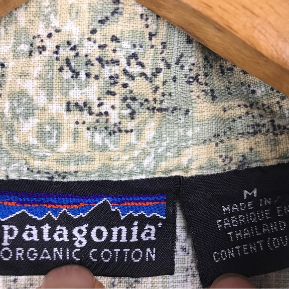 VTG 2000 Patagonia Floral Tribal Organic Cotton Hawaiian Button Shirt Medium EUC - Picture 5 of 15